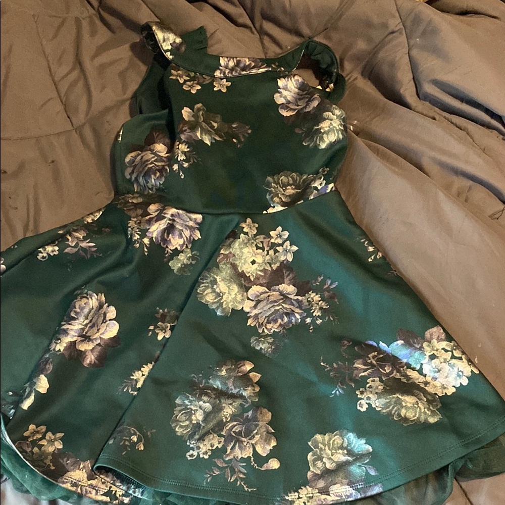 Floral Green Kids Dress